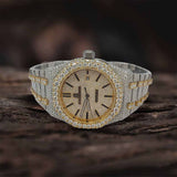 Bust Down Moissanite Dual Tone Classic Watch For Men's