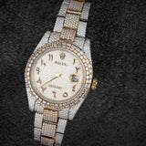 Dual Tone Iced Out Baguette Cut Moissanite Diamond Watch