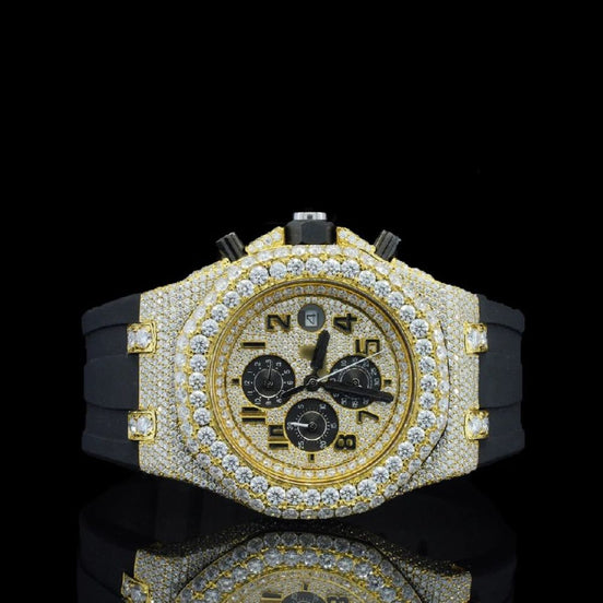 Chrono Dial Colorless Moissanite Hip Hop Wrist Watch