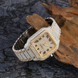 Bust Down Dual Tone Stainless Steel Moissanite Watch