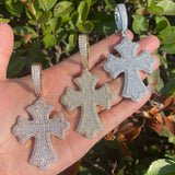 Round Cut Moissanite Diamond Iced Out Cross Pendant