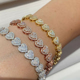 Heart Shape Iced Out Moissanite Bracelet