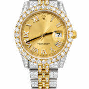 Dual Tone Moissanite Date Just  Wrist Watch For Men's