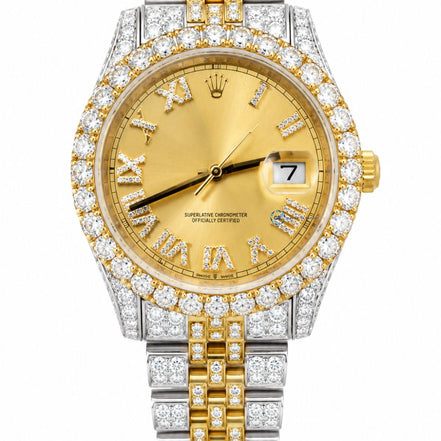 Dual Tone Moissanite Date Just  Wrist Watch For Men's
