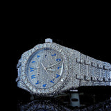 Blue Color Arabic Numeric Moissanite Watches For Men's