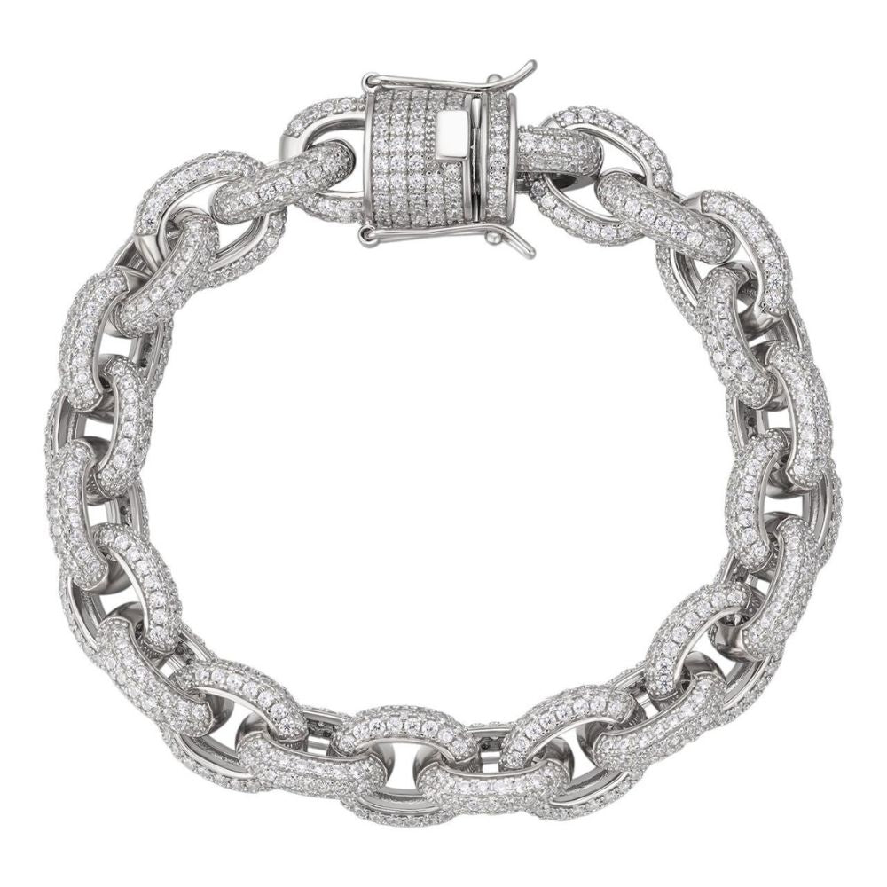 D Color Moissanite Chain Rolo Link Iced Hip Hop Bracelet