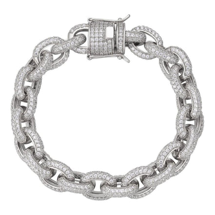 D Color Moissanite Chain Rolo Link Iced Hip Hop Bracelet