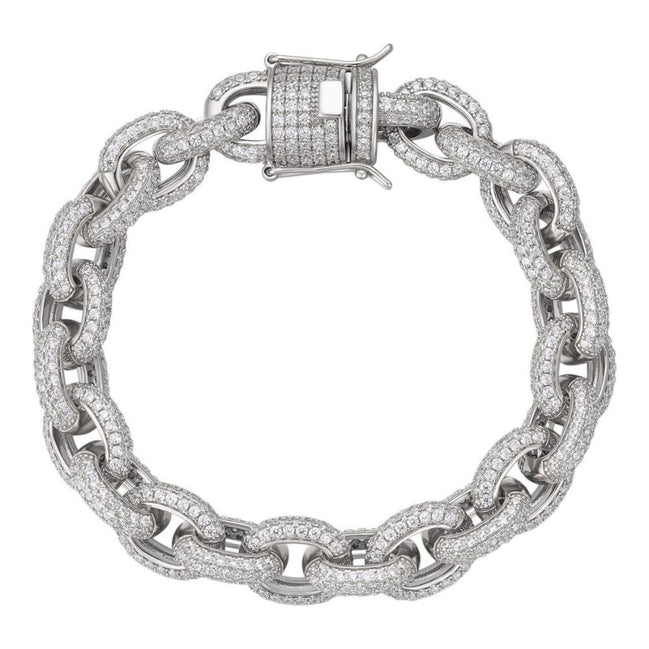 D Color Moissanite Chain Rolo Link Iced Hip Hop Bracelet