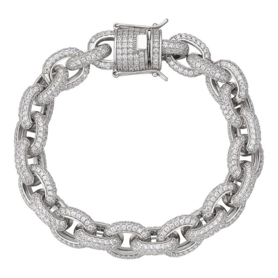 D Color Moissanite Chain Rolo Link Iced Hip Hop Bracelet