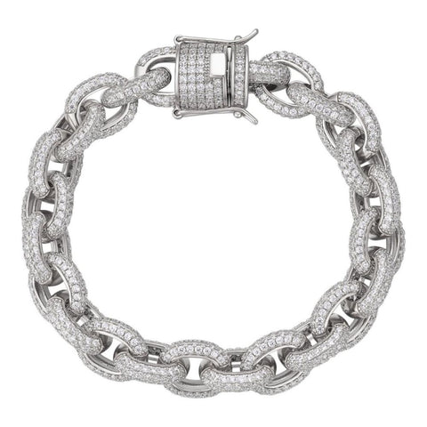 D Color Moissanite Chain Rolo Link Iced Hip Hop Bracelet