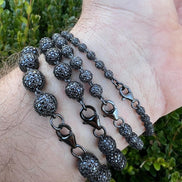 Black Moissanite Diamond Ball Link Bracelet