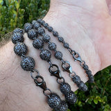 Black Moissanite Diamond Ball Link Bracelet