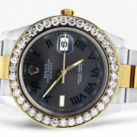 Dual Tone Moissanite Bezel Date Just Men's Watch
