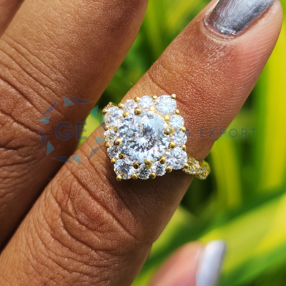 Portuguese Cut lab Grown Diamond Vintage Wedding Ring