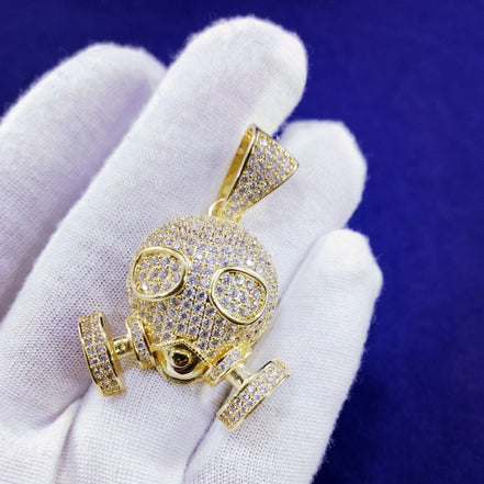 Men's Iced Out Moissanite Hip Hop Skull Gas Mask Pendant