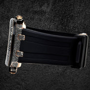 Iced Out Moissanite Diamond Stylish Black Rubber Strap Watch