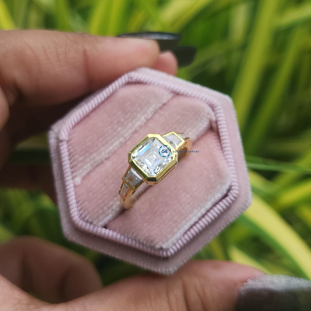 Asscher Cut Lab Grown Five Stone Ring For Women