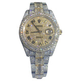Dual Tone Round And Baguette Moissanite Wrist Watch