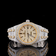 Moissanite Dual Tone Men's Wrist Watch
