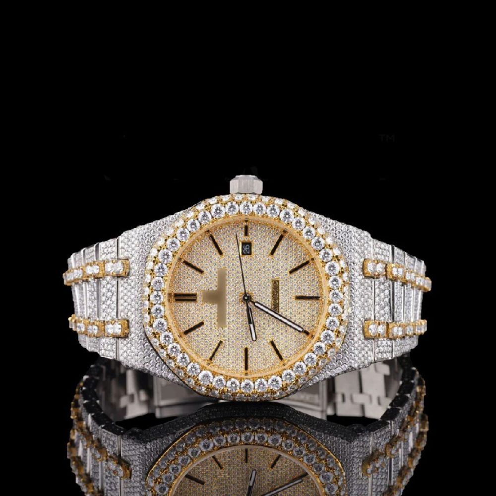 Moissanite Dual Tone Men's Wrist Watch