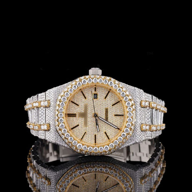 Moissanite Dual Tone Men's Wrist Watch