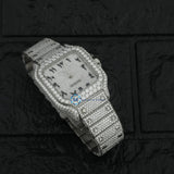 Full White Arabic Dial Moissanite Hip Hop Watch
