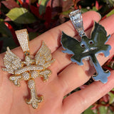 Hip Hop Iced Out Wing Cross Moissanite Pendant