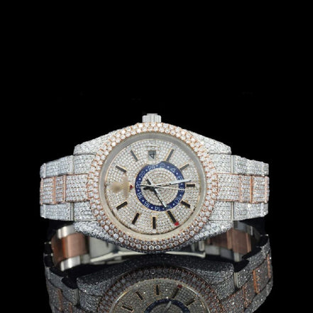 Chrono Dial Dual Tone Moissanite Wrist Watch