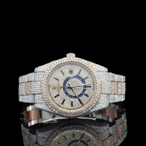 Chrono Dial Dual Tone Moissanite Wrist Watch