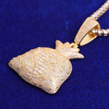 Iced Out Dollar Bag Moissanite Diamond Hip Hop Pendant