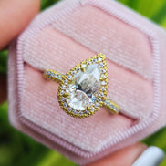 Pear Cut Lab Grown Diamond Micro Pave Wedding Ring