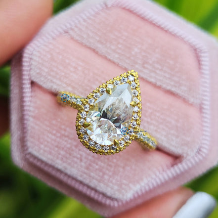 Pear Cut Lab Grown Diamond Micro Pave Wedding Ring