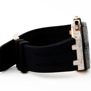 Black & White Moissanite Rubber Strap Wrist Watch For Men's
