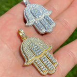 Hip Hop Moissanite Hamsa Hand 925 Silver Pendant