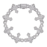 Iced Out Moissanite Diamond Infinity Link Cross Bracelet