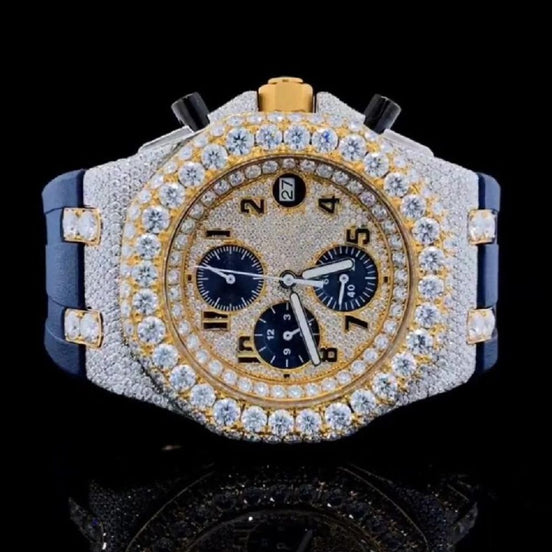 Blue Rubber Strap Chrono Dial Hip Hop Watch