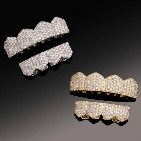 925 Sterling Silver Moissanite Diamond Grillz 4 Set