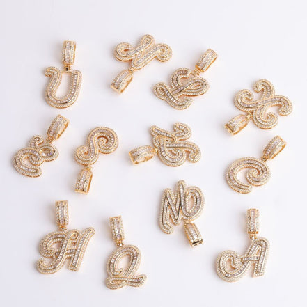 Iced Out Moissanite Customize Name Letter Pendant