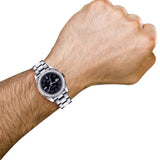 Stainless Steel Black Roman Numeral Dial Moissanite Watch