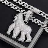 925 Sterling Silver Gorilla Hip Hop Pendant