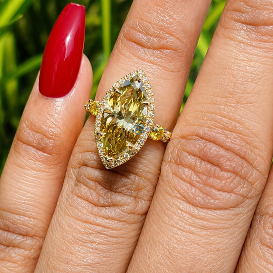 3 Carat Fancy Color Marquise Lab Grown Diamond Ring