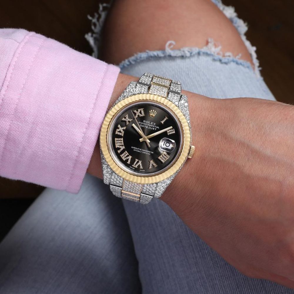 VVS1 Moissanite Dual Tone Datejust Wrist Watch
