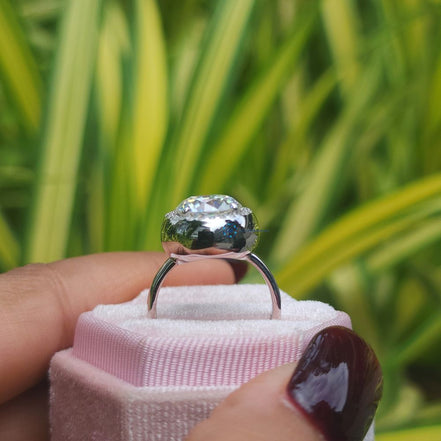 Round Cut Lab Grown Diamond Halo Engagement Ring