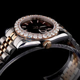 Classic & Stylish Moissanite Brown Dial 32mm Women Watch