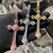 D Color Moissanite Cross Necklace For Men Baguette Pendant