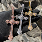 D Color Moissanite Cross Necklace For Men Baguette Pendant