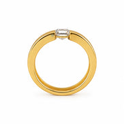 Tension Set Emerald Cut Moissanite Yellow Gold Men's Ring