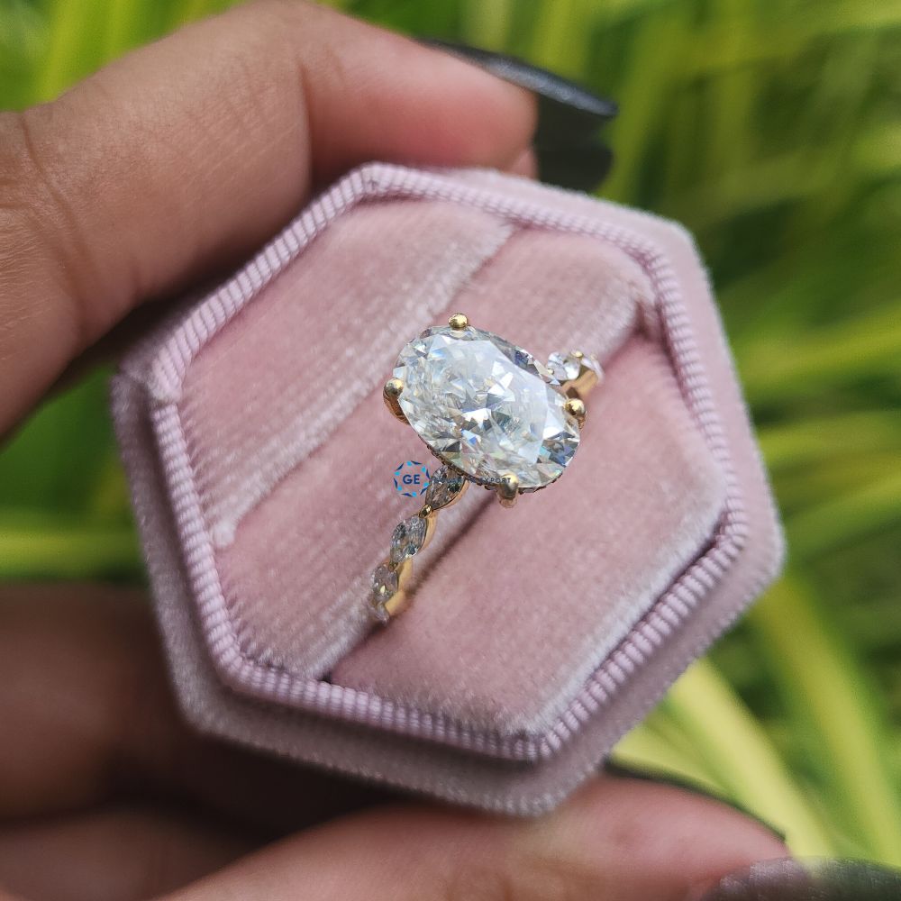 Lab Grown Oval Cut Yellow Gold Engagement Ring