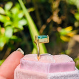 Green Kite Cut Yellow Gold Solitaire Engagement Ring