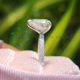 Pave Set Heart Cut Lab Grown Diamond Wedding Ring